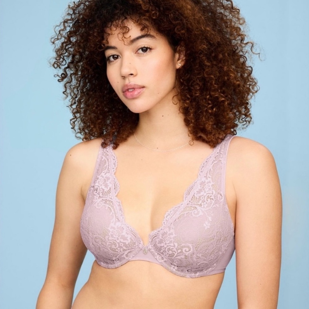 NWT Third Love Contour Plunge Lace Bra Lilac‎ 24/7 size 36C-1/2